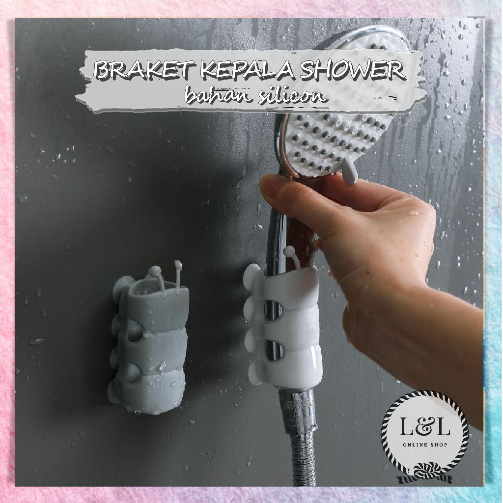 Gantungan Shower Kamar Mandi Silicon Tempel Copot Pasang Hand Shower Kamar Mandi Bracket Hanger Show