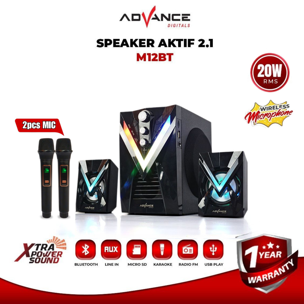 2mic Advance Speaker Bluetooth Bass /Speaker Portable/Speaker Aktif/Subwoofer 12BT