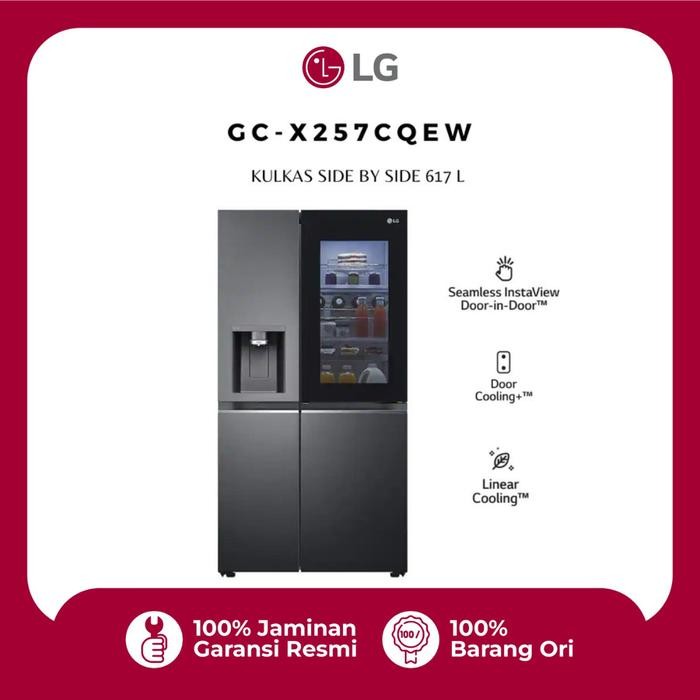 LG Kulkas Side by Side 2 Pintu 617L InstaView Auto Ice Maker Tok Tok Hitam GC-X257CQEW