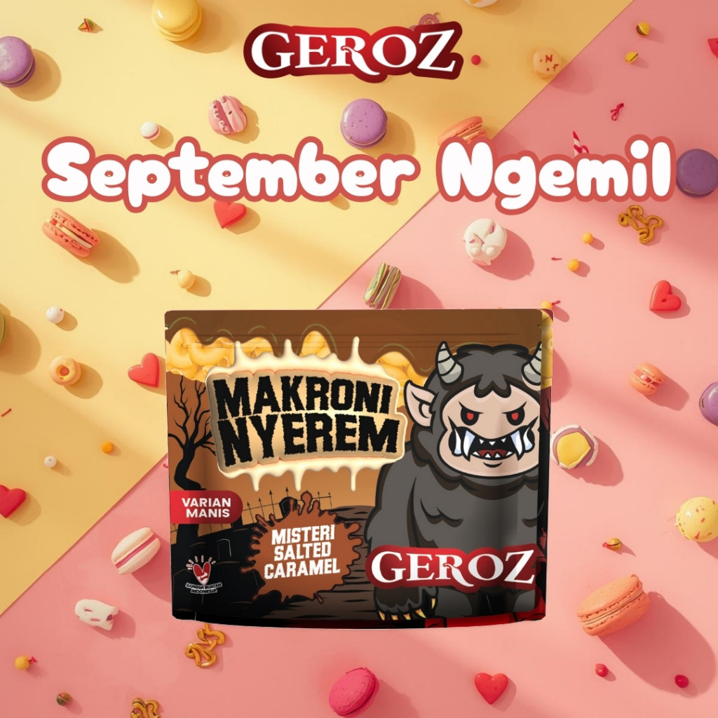 

Geroz - Makroni Nyerem - Varian Manis - Rasa Salted Caramel