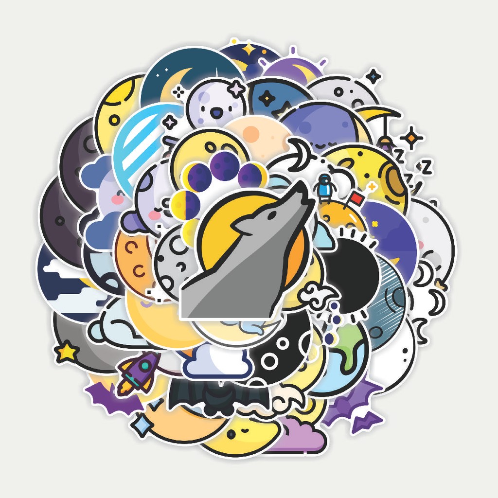 

Sticker Pack Stiker Moon [Bulan] | Sticker TUMBLR | Stiker LAPTOP KOPER HELM