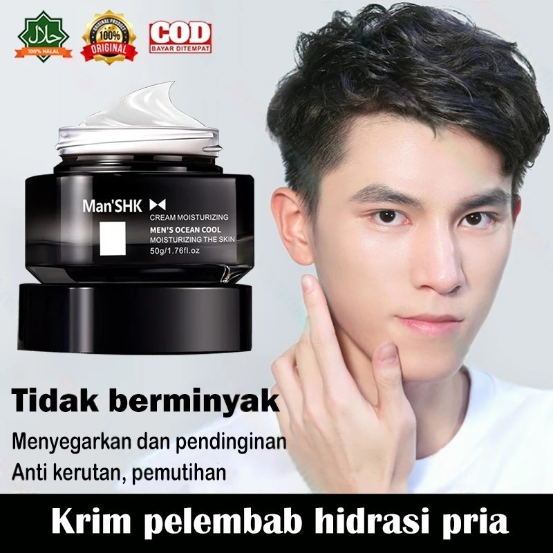Cream Wajah Pemutih&Anti Kerut Pria, melembabkan, memutihkan kulit, anti penuaan, memperbaiki keripu