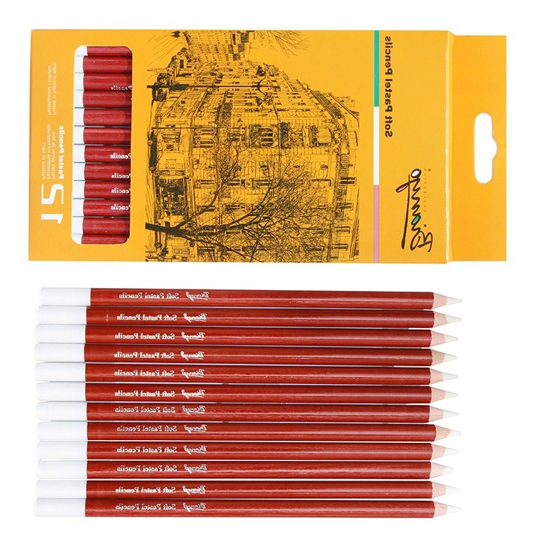 

White Carbon Drawing Pencils 12pcs/box Student Artist Crayon Charcoal Wooden Pencils Sketching Drawing Soft Chalk Student Artist