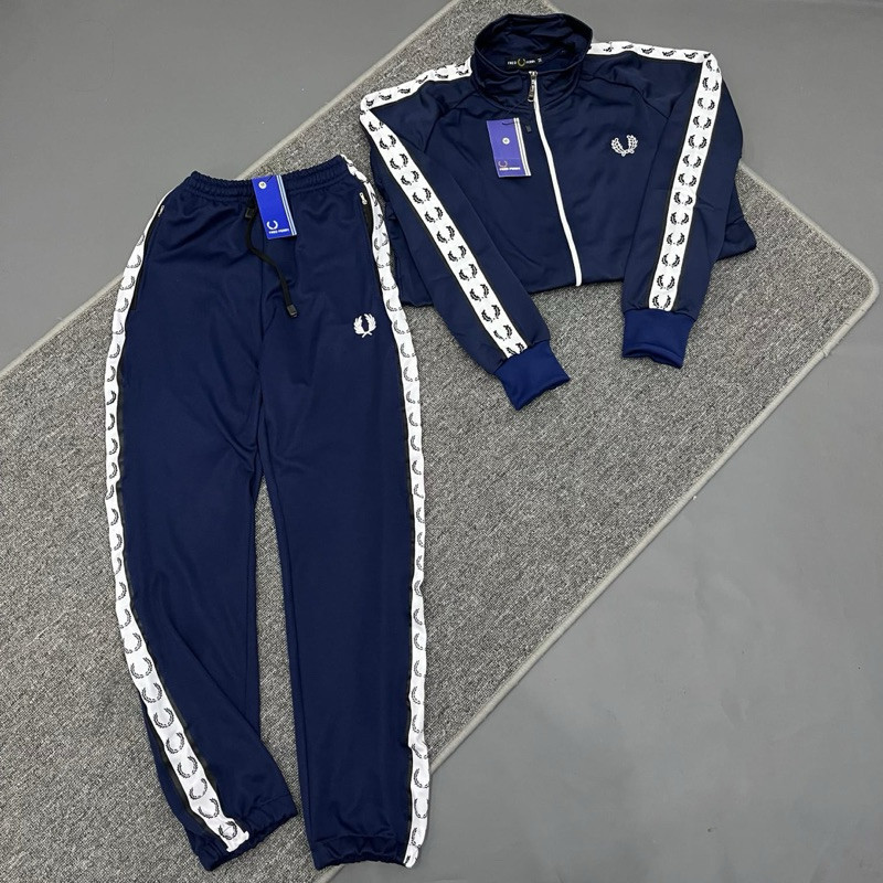 SET PAKAIAN TRACKTOP DAN TRACK PANT FP NAVY SETELAN JAKET DAN CELANA PANJANG PRIA WANITA CASUAL