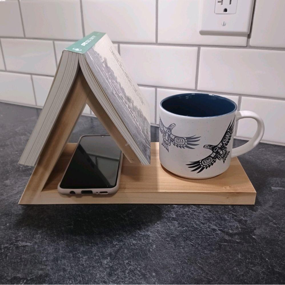 Rak Kayu Jati Serbaguna Estetik Minimalis 30x20x20cm | Dudukan Buku, Tempat HP, Nampan Cangkir | Dek