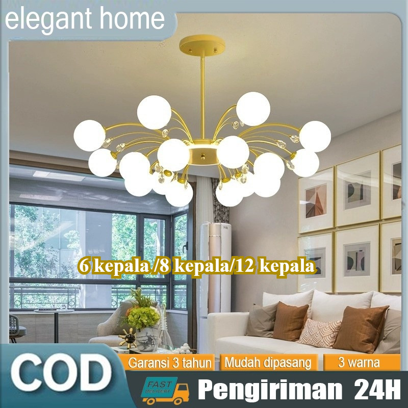 Lampu gantung ruang tamu modern lampu plafon Lampu Hias Kamar Tidur Aesthetic 3 warna led untuk kama