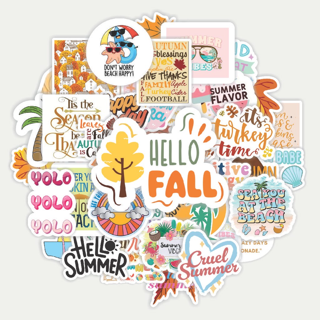 

Sticker Pack Stiker Summer Auntum Series | Sticker TUMBLR | Stiker LAPTOP KOPER HELM