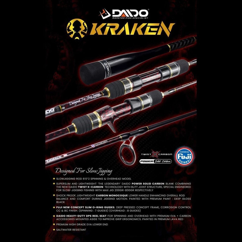 DAIDO KRAKEN SLOW JIGGING ROD JORAN PANCING JIGGING DAIDO KRAKEN PANJANG 180 CM Firelock Fishing Mal