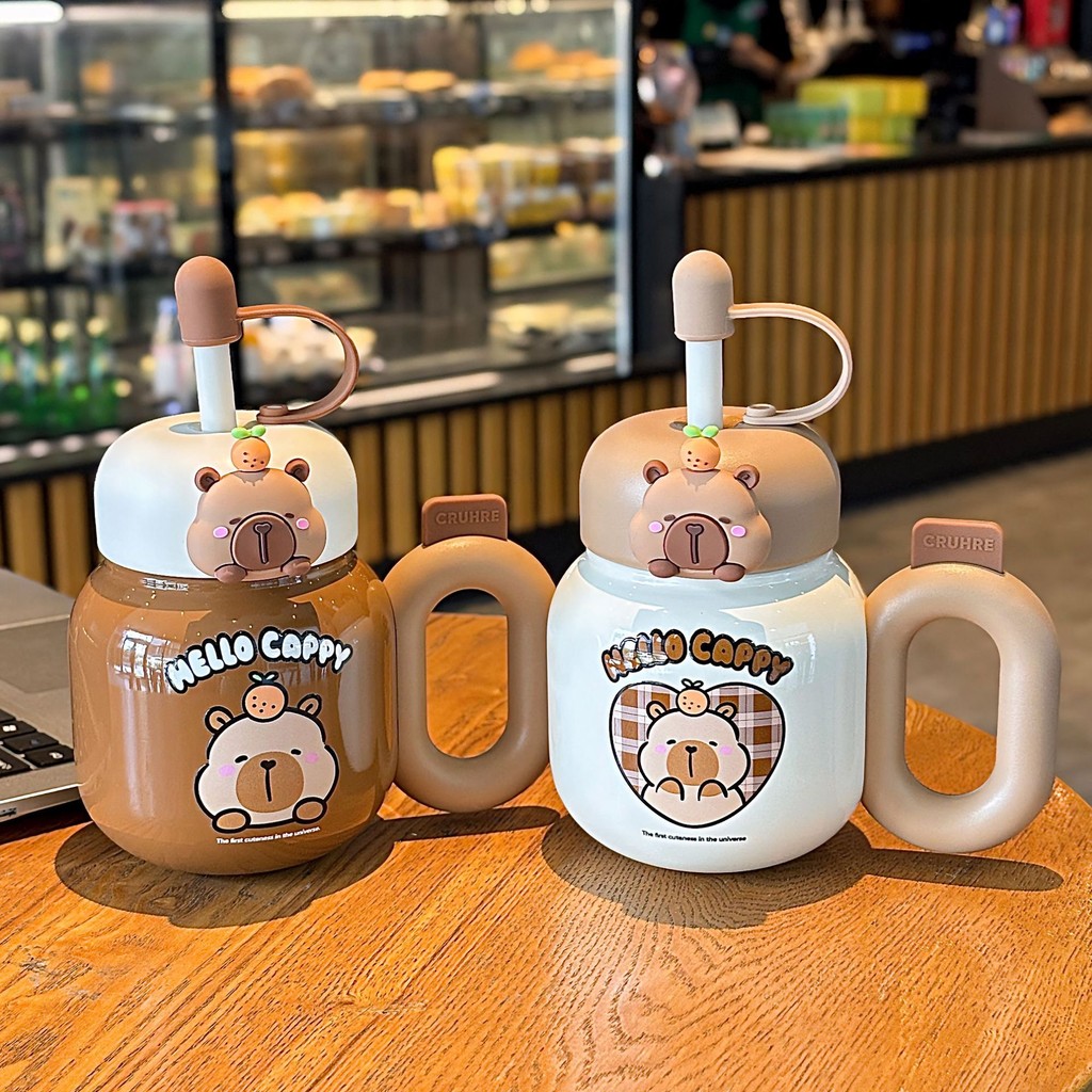 Gelas Sedot Stainless SUS 316 Karakter Capybara Kapibara 730ML
