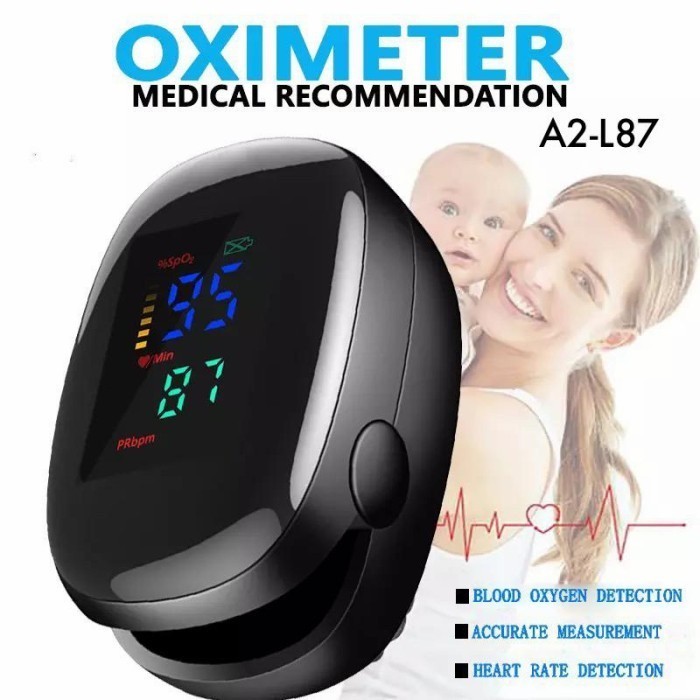 Alat Cek Kadar Oksigen Oximeter Fingertip Pulse A2-L87 Oxymeter Alat Ukur Detak Jantung