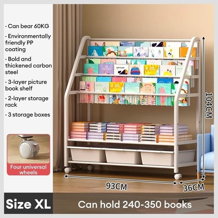 Rak Susun Seaguna  lemari buku portable rak seaguna rak susun portable 3 - 5 Tingkat dengan Roda/Rak