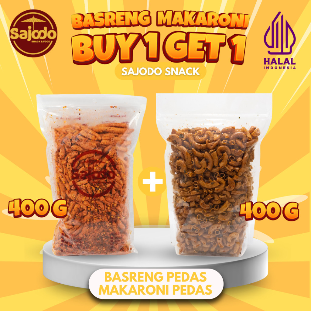 

[ TERLARIS ] Bisa COD BUY 1 GET 1 Basreng 400 Gram + Makaroni Cikruh 400gram By Sajodo Snack Av