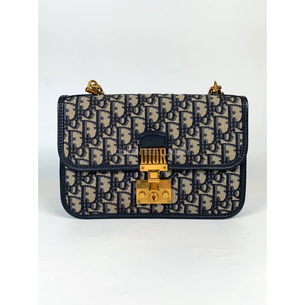 Dior Addict Flap Bag Oblique Navy Blue GHW 2018