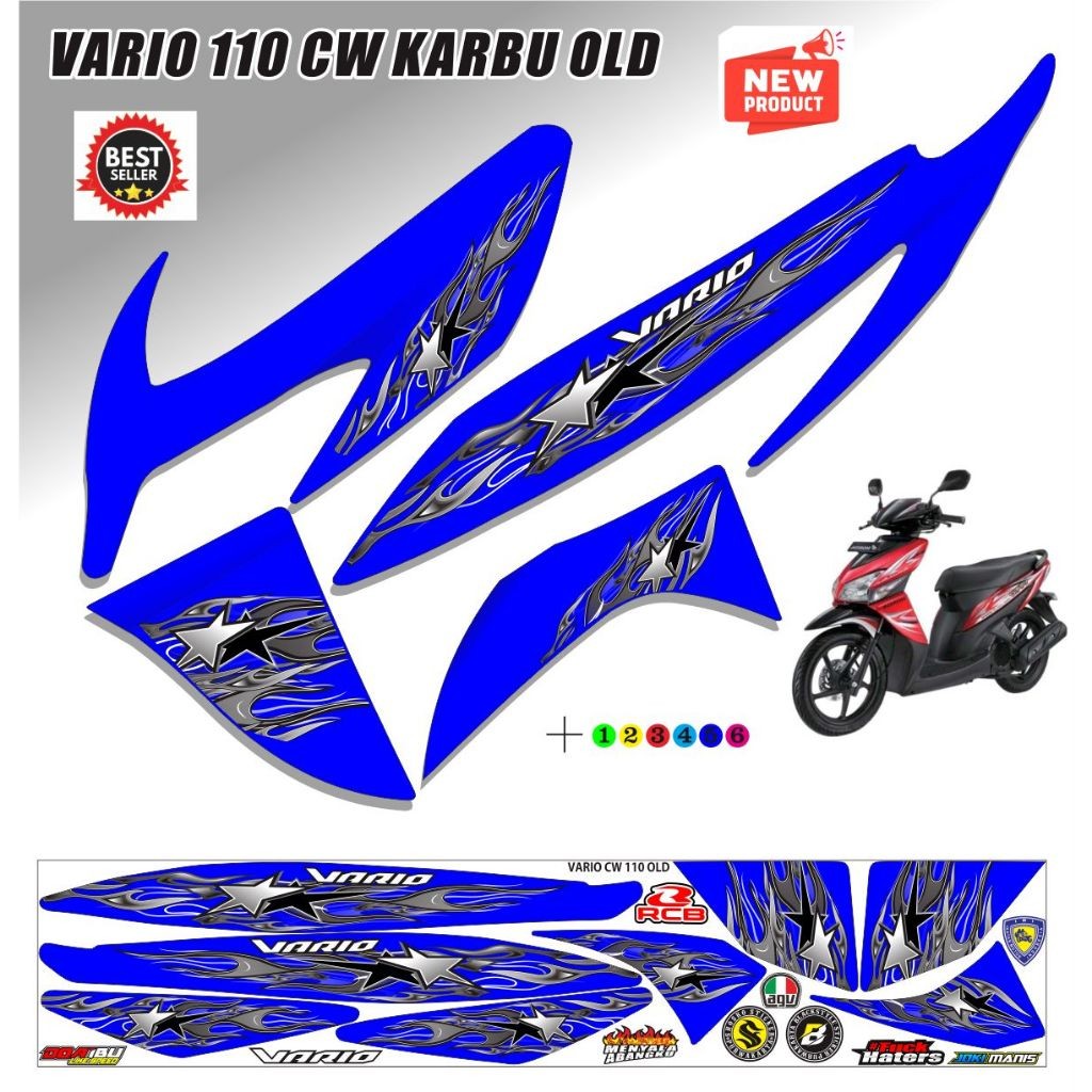 STIKER MOTOR STIKER VARIO CW 110 KARBU OLD MOTIF KEREN STRIPING