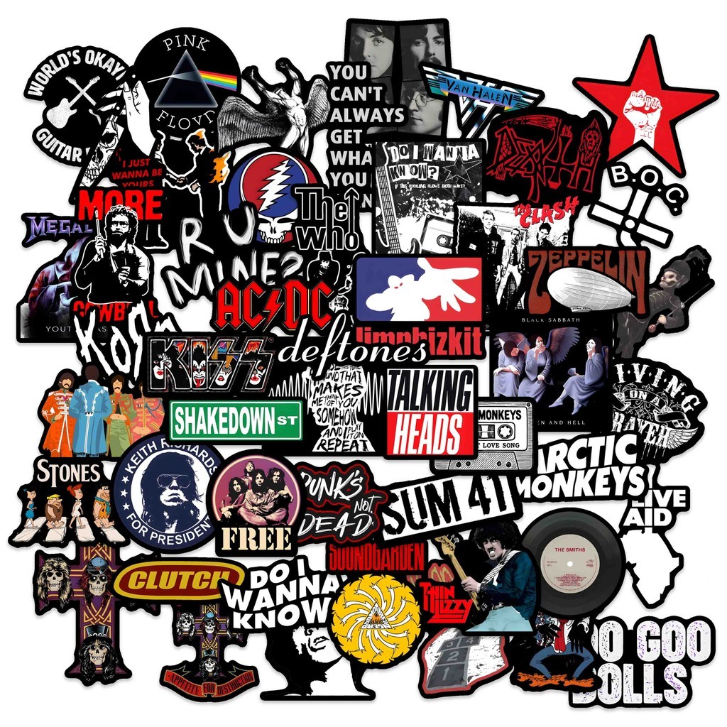 STIKER ROCK BAND HITAM 50 PCS ST106 ROCK BAND STICKER