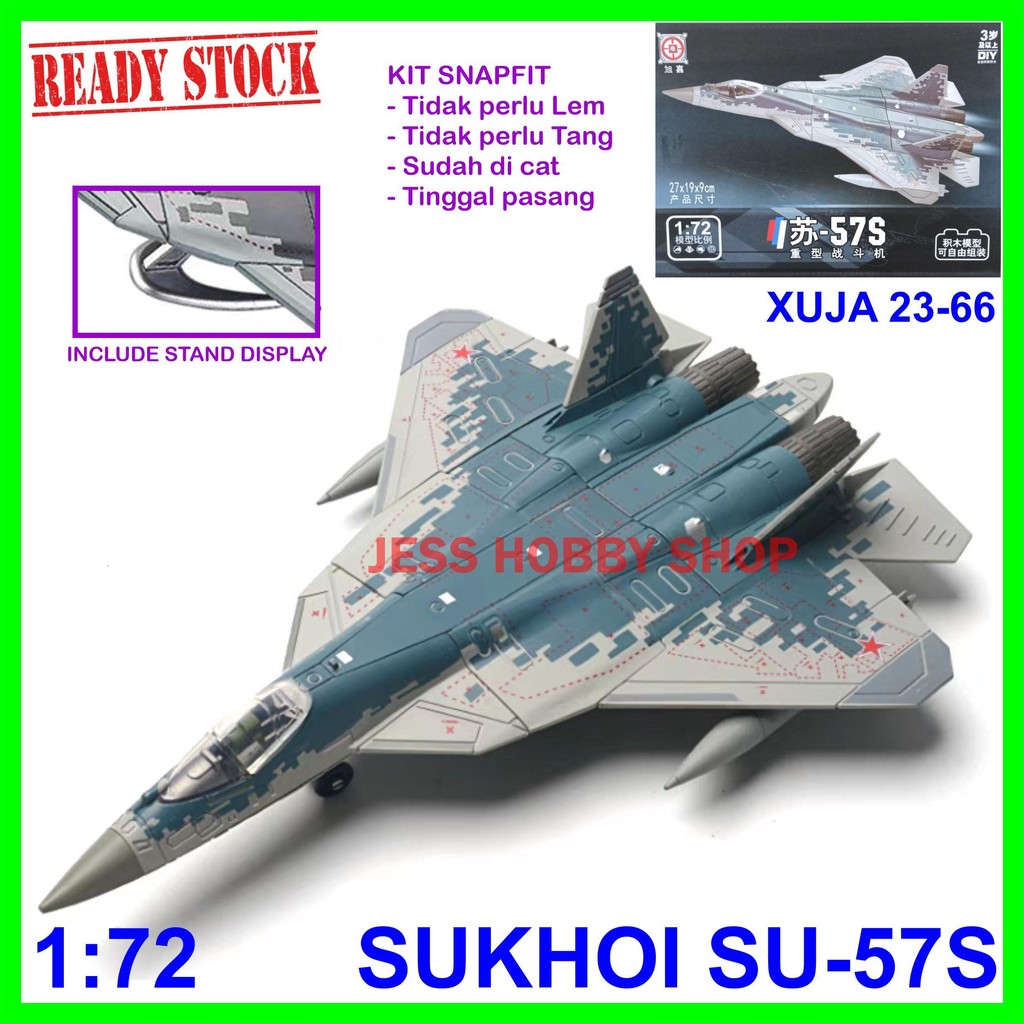 Model Kit XUJA 1/72 Pesawat Sukhoi SU-57S Pak-Fa Stealth Aircraft Su57S Su57 Snapfit Military Block