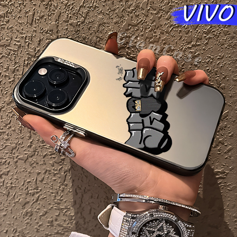 Unik Letters Glossy Hologram PC Case VIVO Y17s Y12 Y12S Y15s Y21 Y03 Y16 Y22 Y18 Y02 Y17 Y27s Y30 Y9
