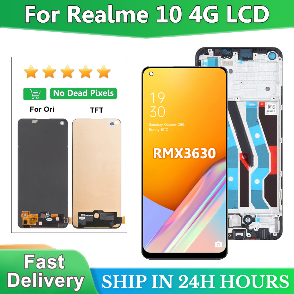 6.4'' Super AMOLED For Oppo Realme 10 4G RMX3630 LCD splay Tou Screen with Frame, For Realme 10 4G S