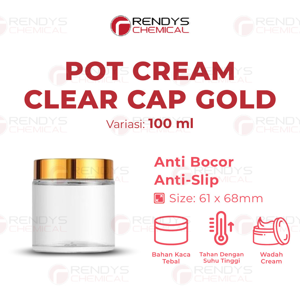 Botol Pot Cream cap gold Kaca Clear / Jar Kaca Tutup gold Clear / Boto Pot Cream Bening Tutup Gold