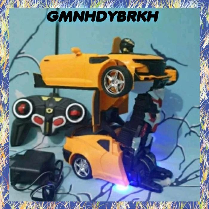 mainan mobil remot Bumblebee deformation / Rc mobil robot bumble bee transformers bisa berubah - sed