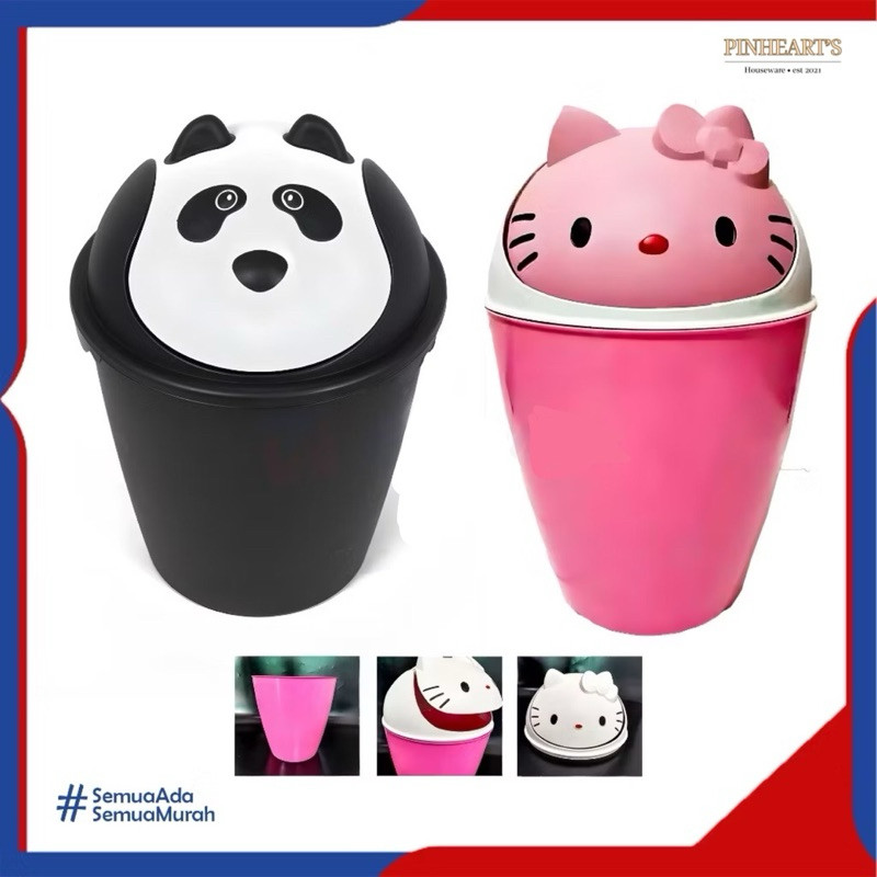 HSO - TEMPAT SAMPAH KARAKTER 10 LITER TONG SAMPAH PLASTIK JUMBO HELLO KITTY & PANDA LUCU DAN UNIK