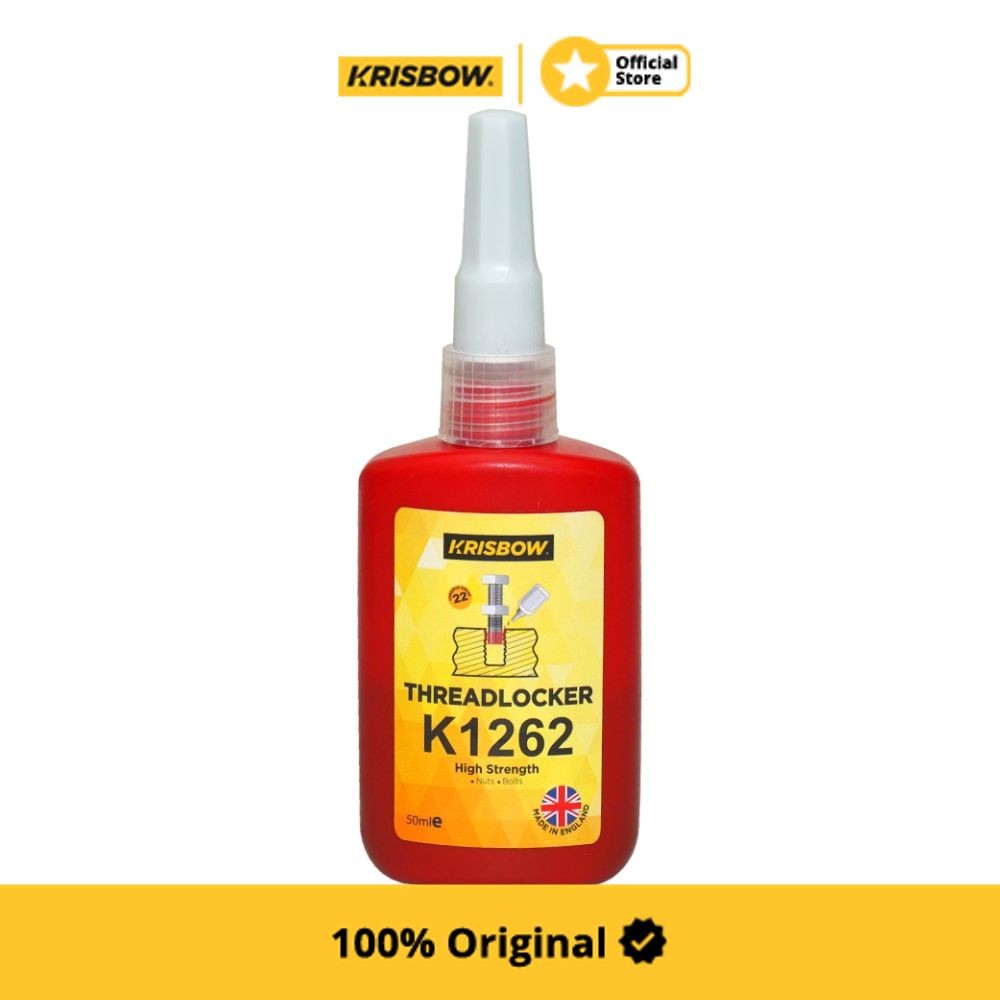 Krisbow 50 ml Lem Thread Locker High Strength - Merah Red Bolt Glue