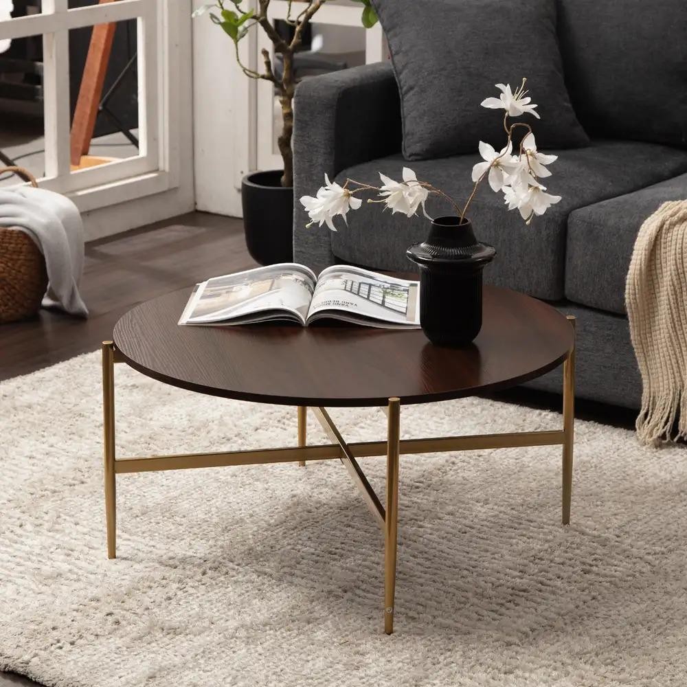 Dekoruma UENA Meja Tamu / Meja Sofa / Coffee Table - Walnut Gold