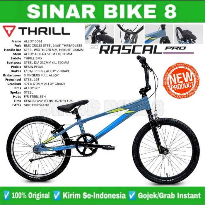 Sepeda Anak Bmx Thrill Rascal Pro Frame Alloy Ukuran 20 Inch untuk usia 8-12 tahun