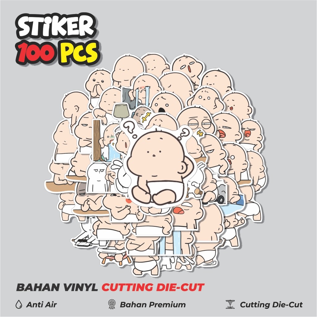 Terbaru 50 pcs Gugundundut Dekorasi Lucu Kreatif untuk Notebook, Skateboard, HP