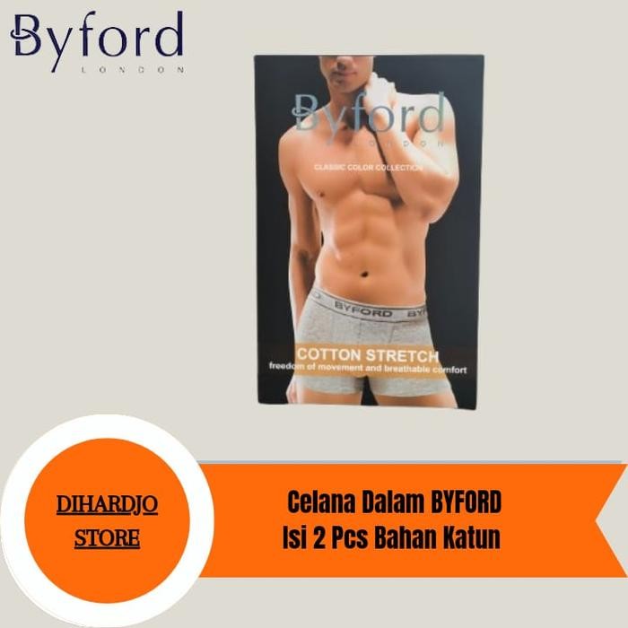 Celana Dalam Byford Boxer Shorty Isi 2 Pcs Katun - S