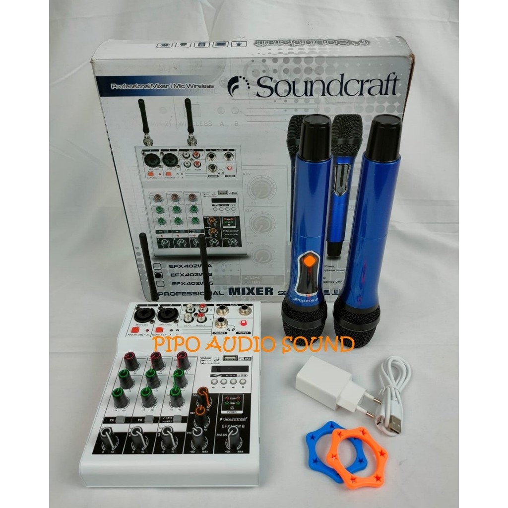 MIXER SOUNDCRAFT EFX402WB / MIXER 2 MIC PEGANG BLUETOOTH EFX 402 WARNA BIRU / efx402w b