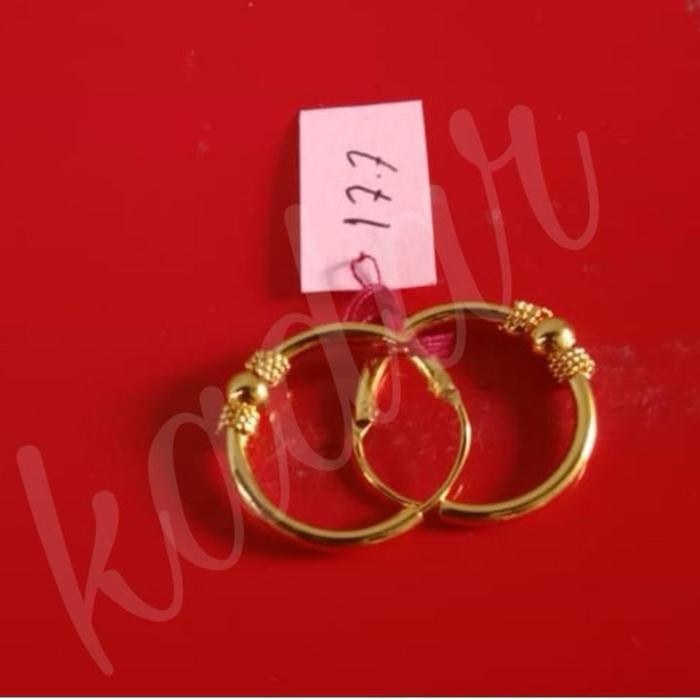 Anting wanita dewasa emas asli 2gram kadar 875 model ring pentol polos ada surat