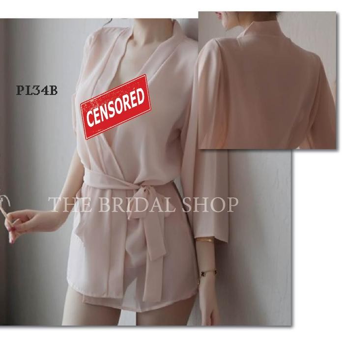 Kimono Jepang Simple Modern Salem Polos Lingerie Sifon Premium PL34B