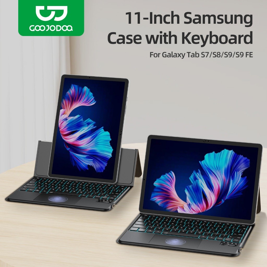 GOOJODOQ Magic Keyboard Case Wireless Bluetooth for Samsung Galaxy Tab S7 S8 S9 FE 11 inch Backlight