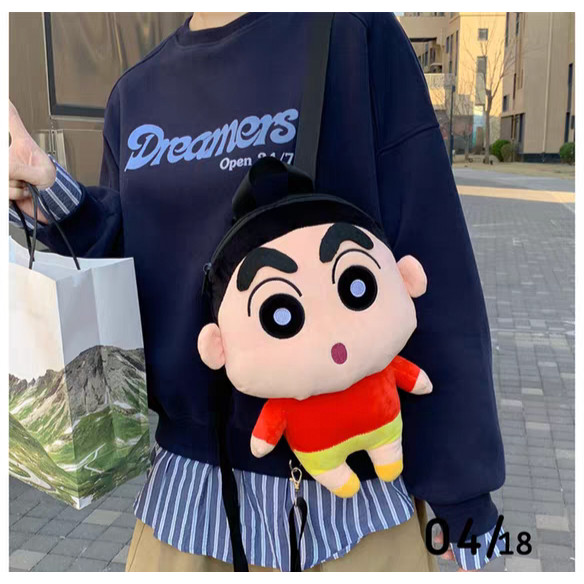 (COD)Tas Ransel Crayon Shinchan Boneka Sling Bag Fashion Motif Kartun Karakter Hewan Tas Sekolah SD 