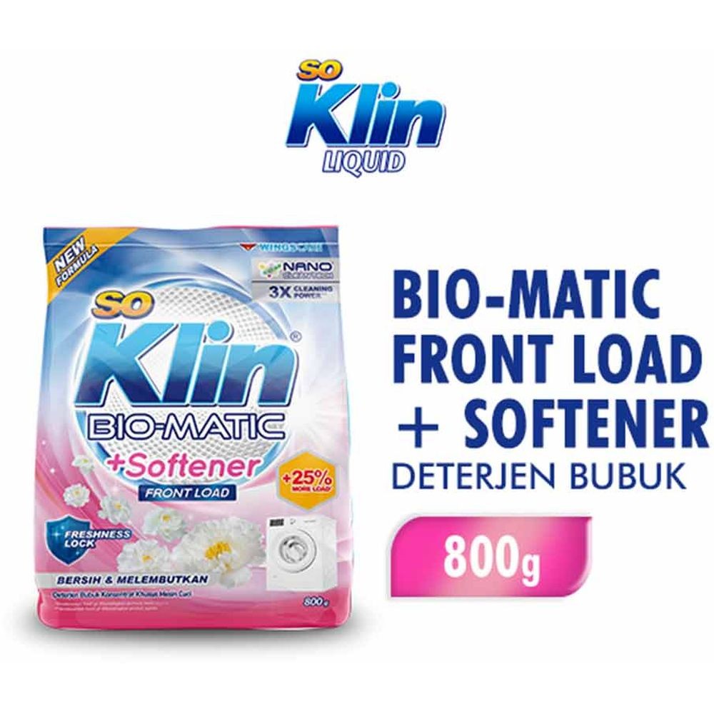 SO KLIN DETERGENT BIO-MATIC + SOFTENER FRONT LOAD 800/900g