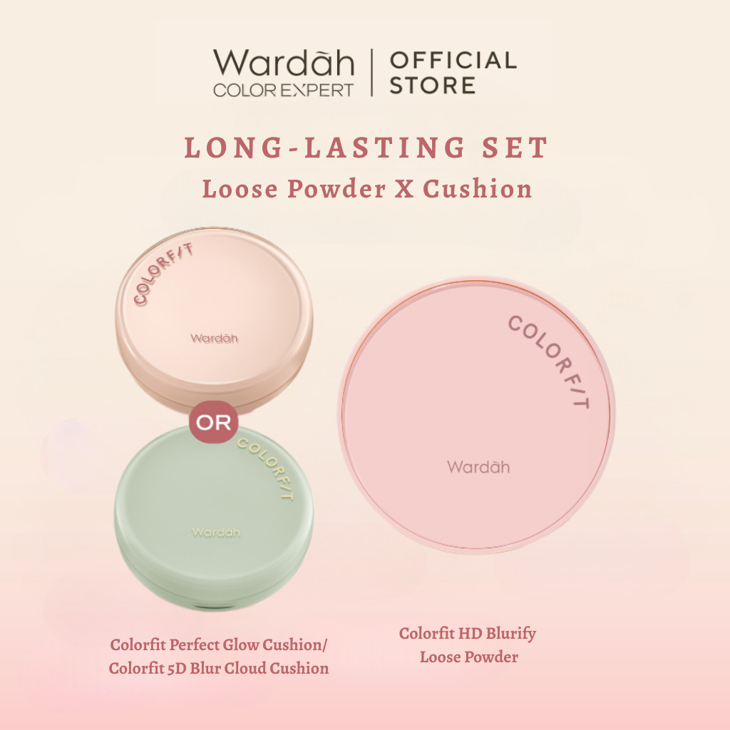WARDAH Colorfit HD Blurify Loose Powder + Colorfit Perfect Glow Cushion / Colorfit 5D Blur Cloud Cus