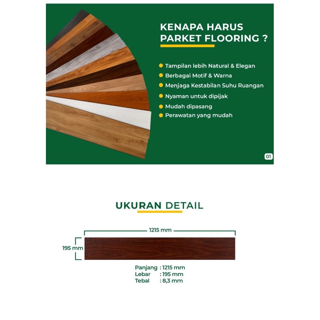 Parkit Flooring Tebal 8mm / Parquet Lantai Kayu Wood Flooring / Lantai Kayu Parkit