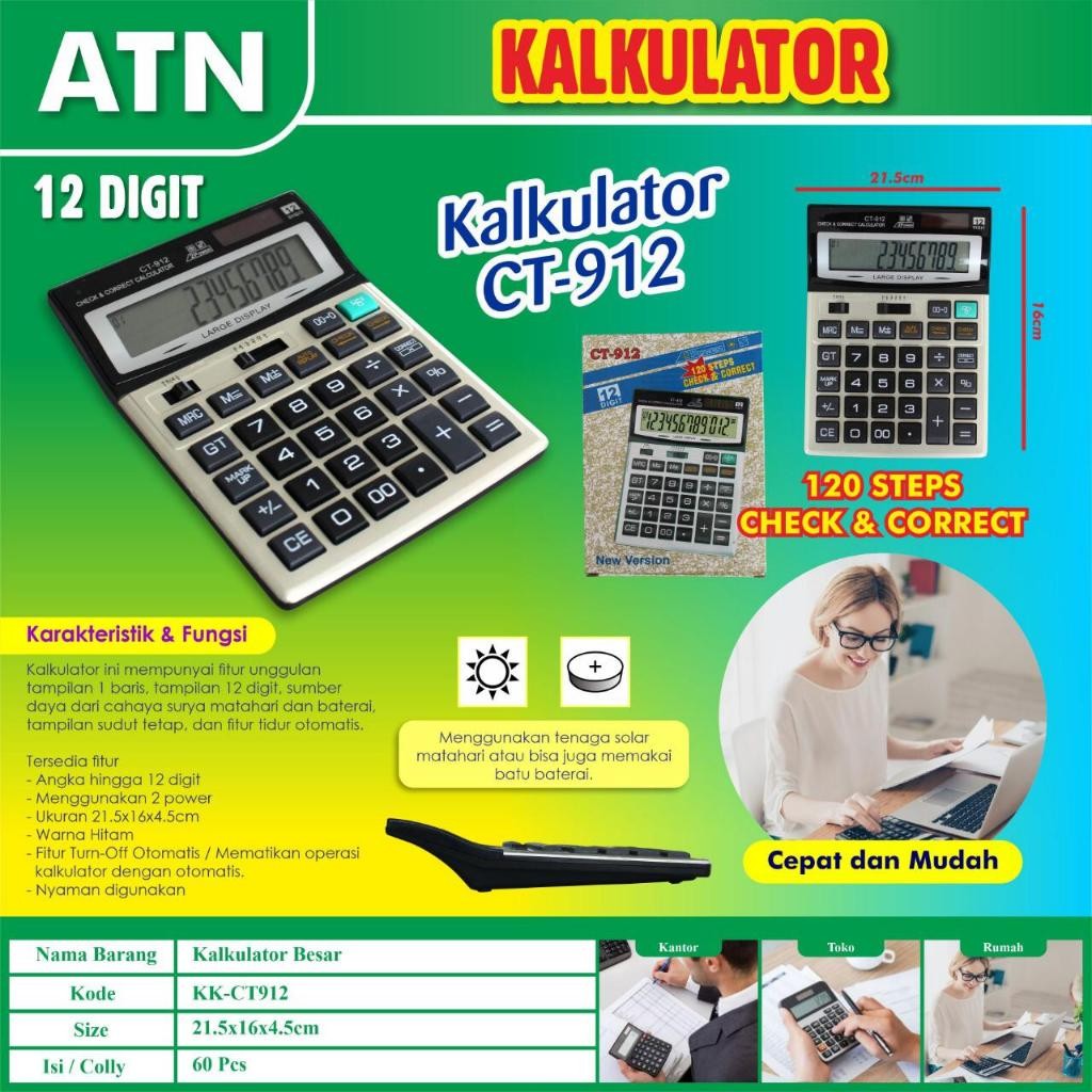 Kalkulator CT-912 12 Digit JUMBO Kalkulator Besar murah