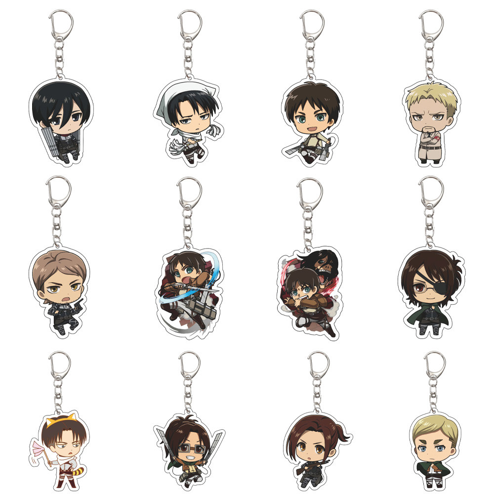 55MM Anime Attack on Titan Keychain Eren Jaeger/Mikasa Ackerman/Armin Arlert Key Chain Acrylic Model