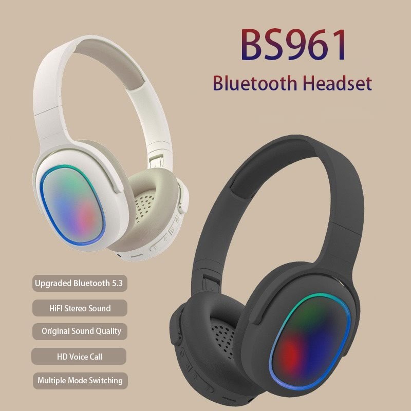 BS961 Headset Gaming Bluetooth Wireless Sport Headphone With Noise Canceling Mic Bercahaya Earphone
