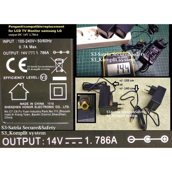 Komponen Elektronik dc14v 1,786A Charger Power Adaptor DC 14V 1.786A 25w 1.786 1,786 A ampere 14volt