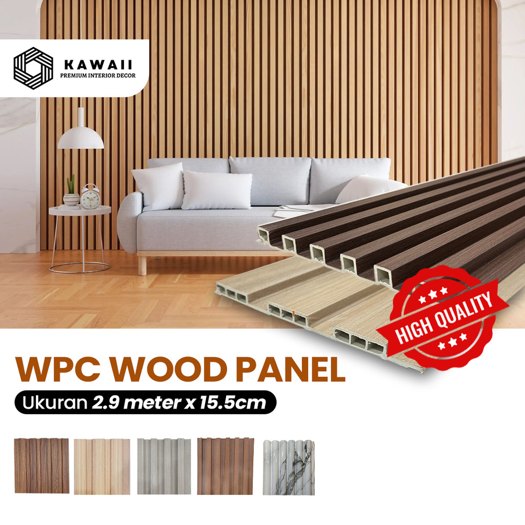 Wall Panel WPC Wood Premium 2.9 meter x 15.5cm dekorasi dinding | Panel Kayu 3D READY MEDAN