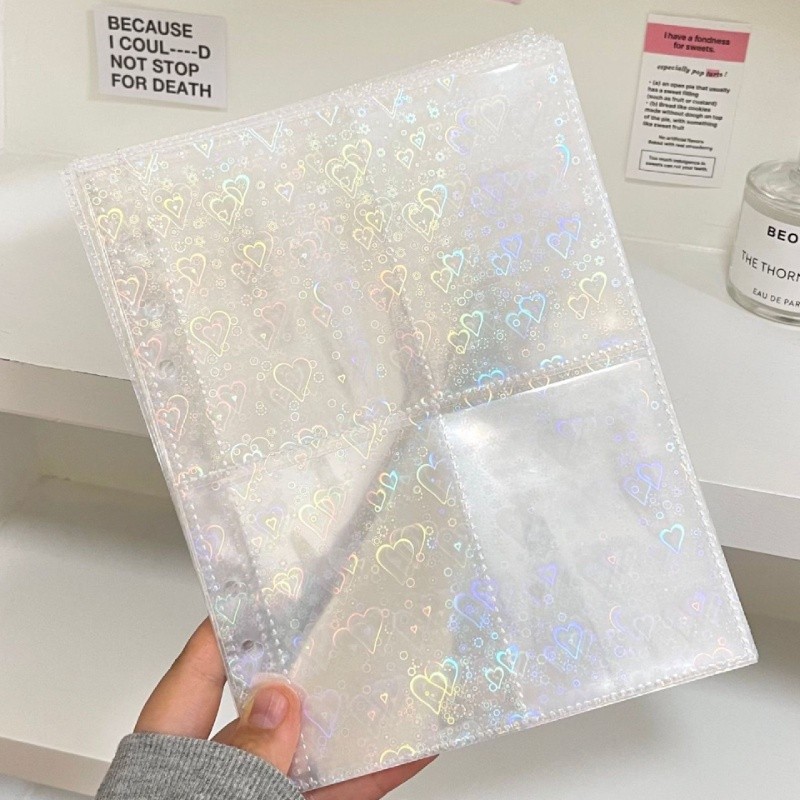 Kartun Bear A5 Binder Album 80 kantong Seni Lucu Glitter Korea idol Buku Penyimpanan Kartu Lomo Phot