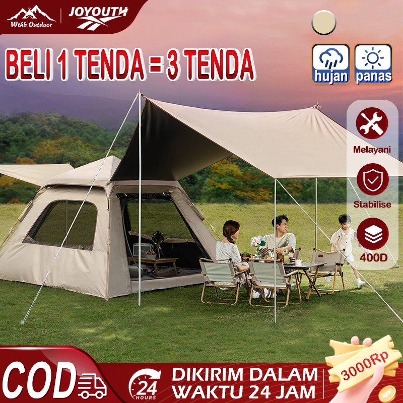 FITVIBES JOY Tenda Camping Waterproof Kain 2 IN 1 Tenda berkemah sepenuhnya otomatis tenda camping j