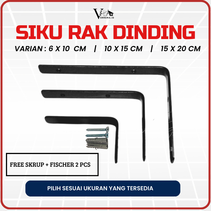 Bracket Siku L Penyangga Rak Besi Ambalan Dinding / Siku Rak Dinding