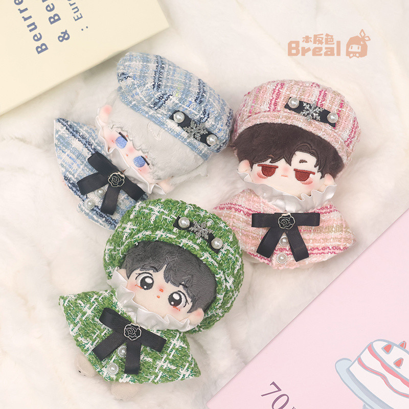 V Kim Taehyung 10cm Cotton Doll Clothes High Custom Cloak Set eckered Printed Beret Nunu Doll Clothe
