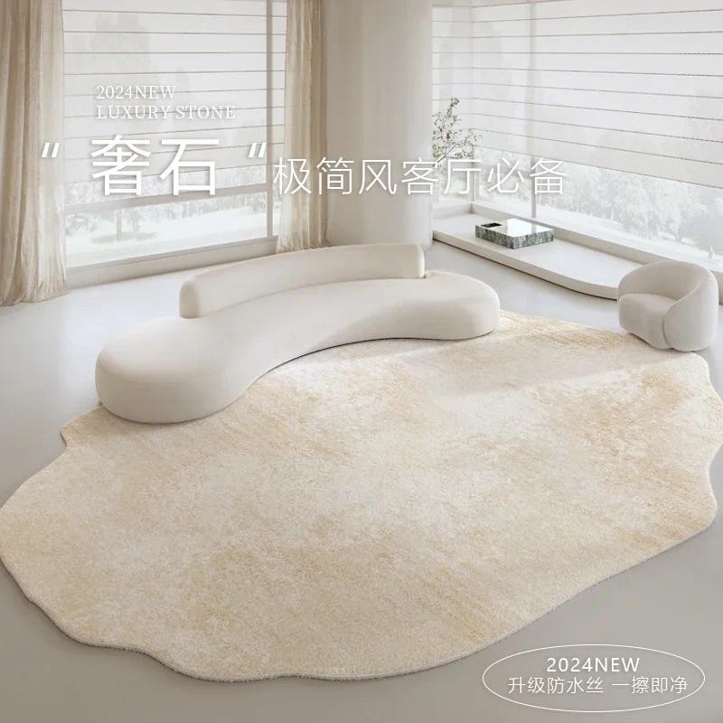 Light Luxury Living Room Decoration Carpet Irregular Shape Rugs for Bedroom Fluffy Soft Marble Plush