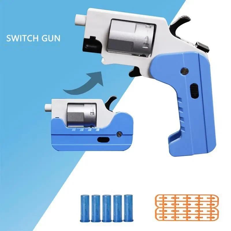 Revolver Gun Pistol Phantom Deformation Folding Soft Bullet Gun Metal Blaster Model For Adults Colle
