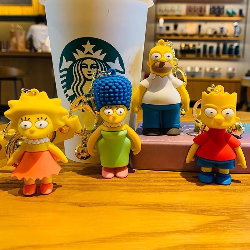 Cartoon Simpsons Key Chain Pendant Set The Simpsons Cute Doll Bag Hanging Couple